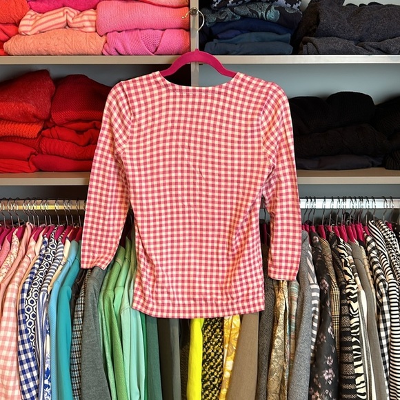 Talbots 3/4 quarter length sleeve pink and white gingham cardigan size X… - Picture 3 of 3